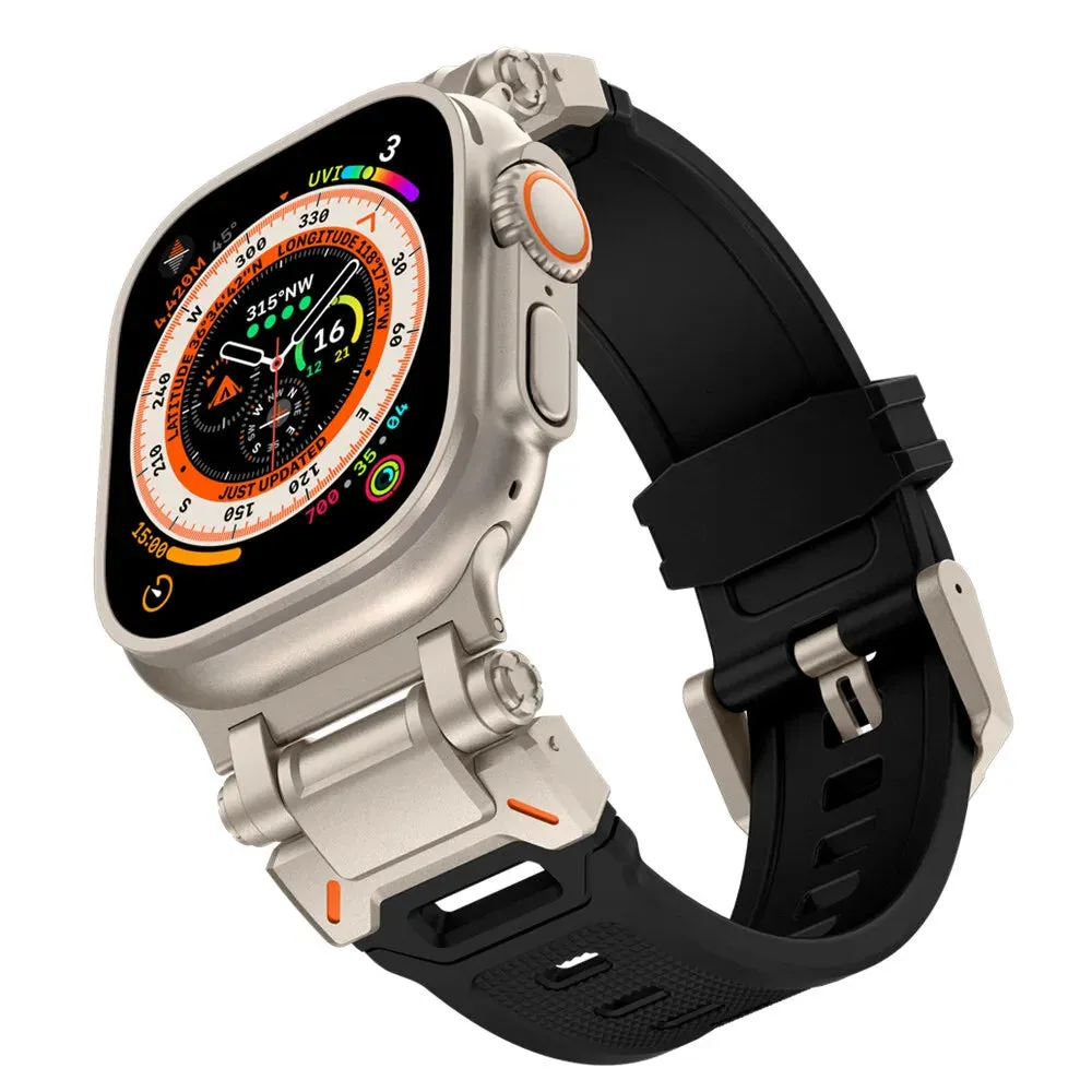 #1 Best Seller: Apple Watch 'Explorer' TPU Strap (Black met Titanium)  Almost Gone!