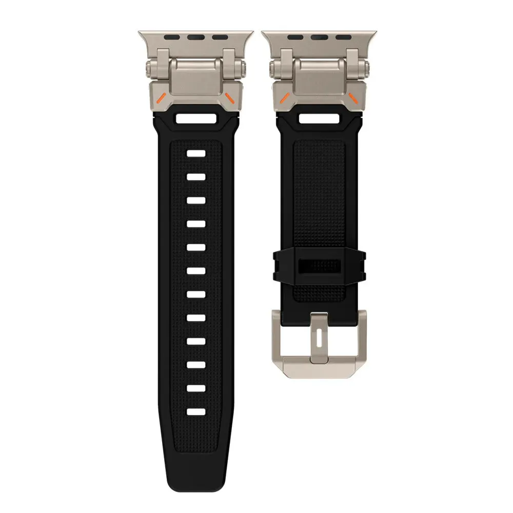 #1 Best Seller: Apple Watch 'Explorer' TPU Strap (Black met Titanium)  Almost Gone!