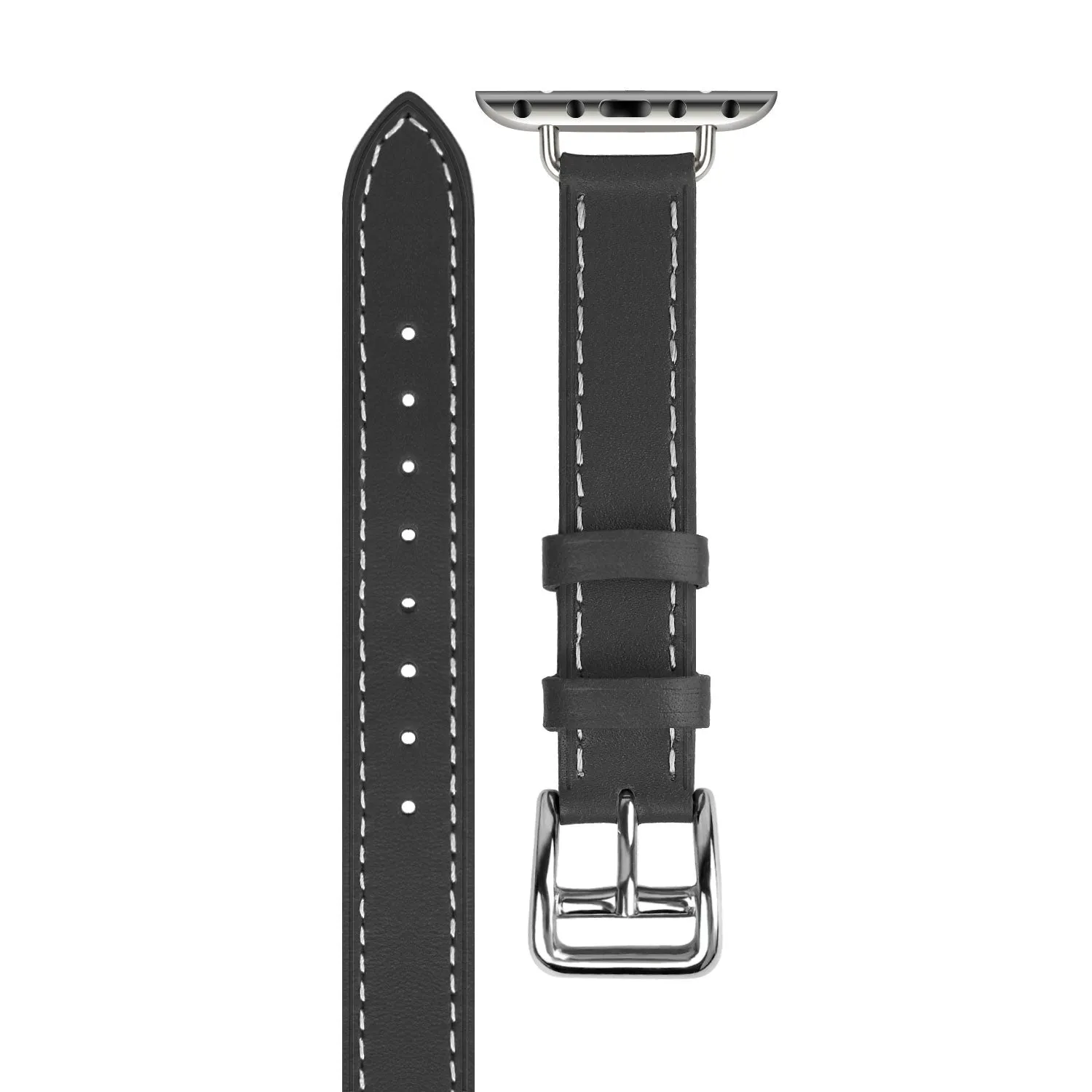 #1 Best Seller: Apple Watch Leather Double Tour Strap (Black)  Today Only!