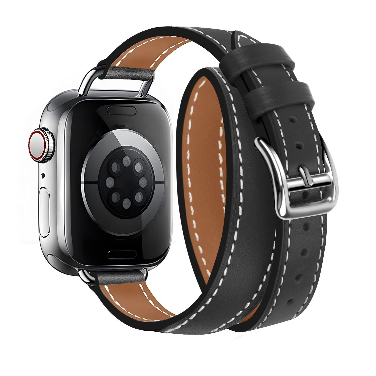 #1 Best Seller: Apple Watch Leather Double Tour Strap (Black)  Today Only!