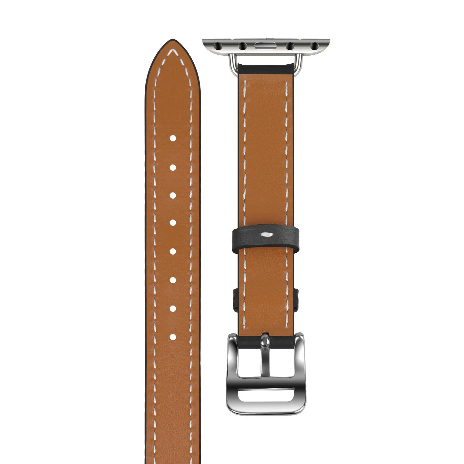 #1 Best Seller: Apple Watch Leather Double Tour Strap (Black)  Today Only!