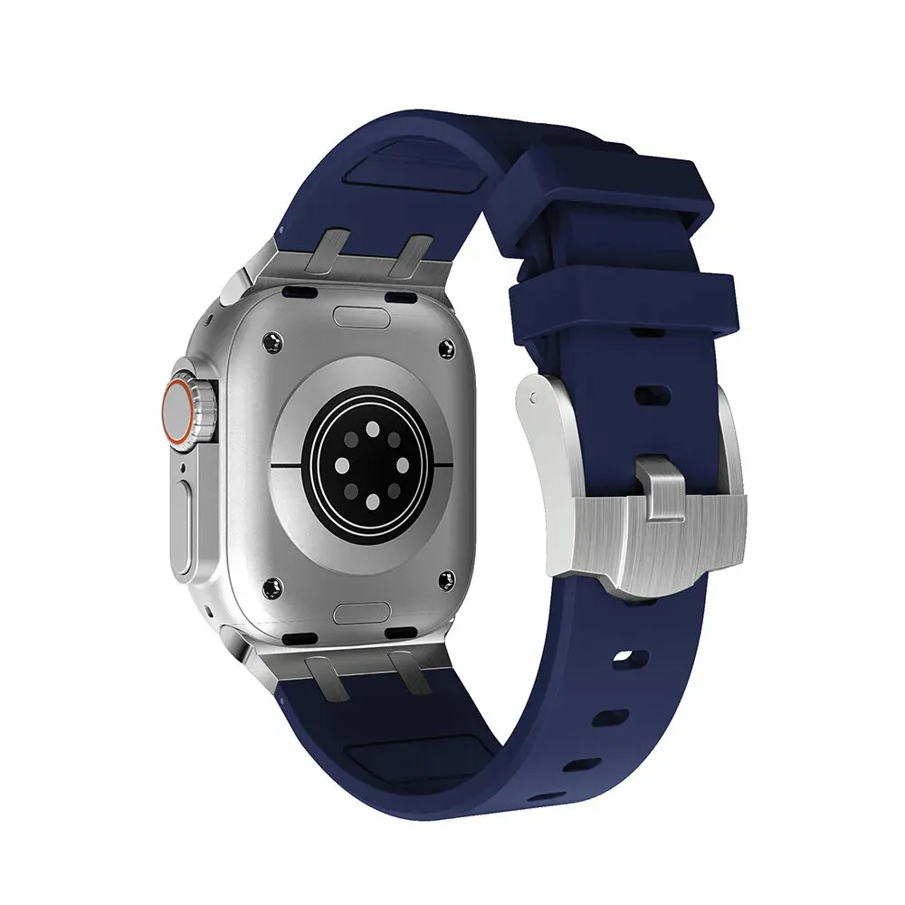 #1 Best Seller: Apple Watch Luxury Liquid Silicone Strap (Blue/Silver)  Almost Sold Out!