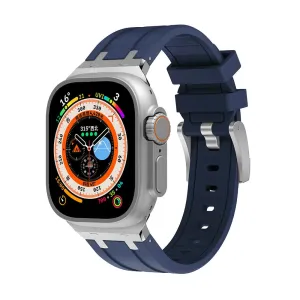 #1 Best Seller: Apple Watch Luxury Liquid Silicone Strap (Blue/Silver)  Almost Sold Out!