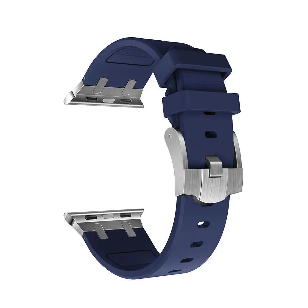 #1 Best Seller: Apple Watch Luxury Liquid Silicone Strap (Blue/Silver)  Almost Sold Out!