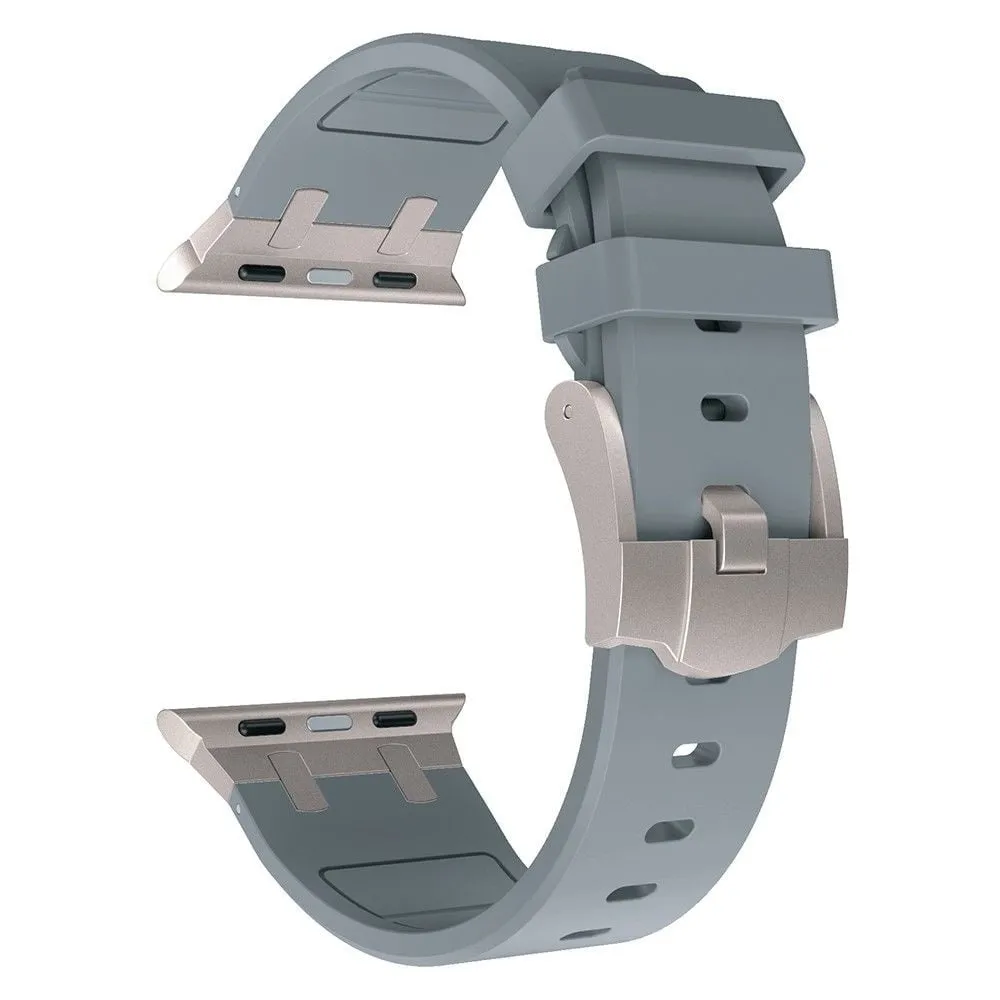 #1 Best Seller: Apple Watch Luxury Liquid Silicone Strap (Dark Grey/Titanium)  Limited Stock!