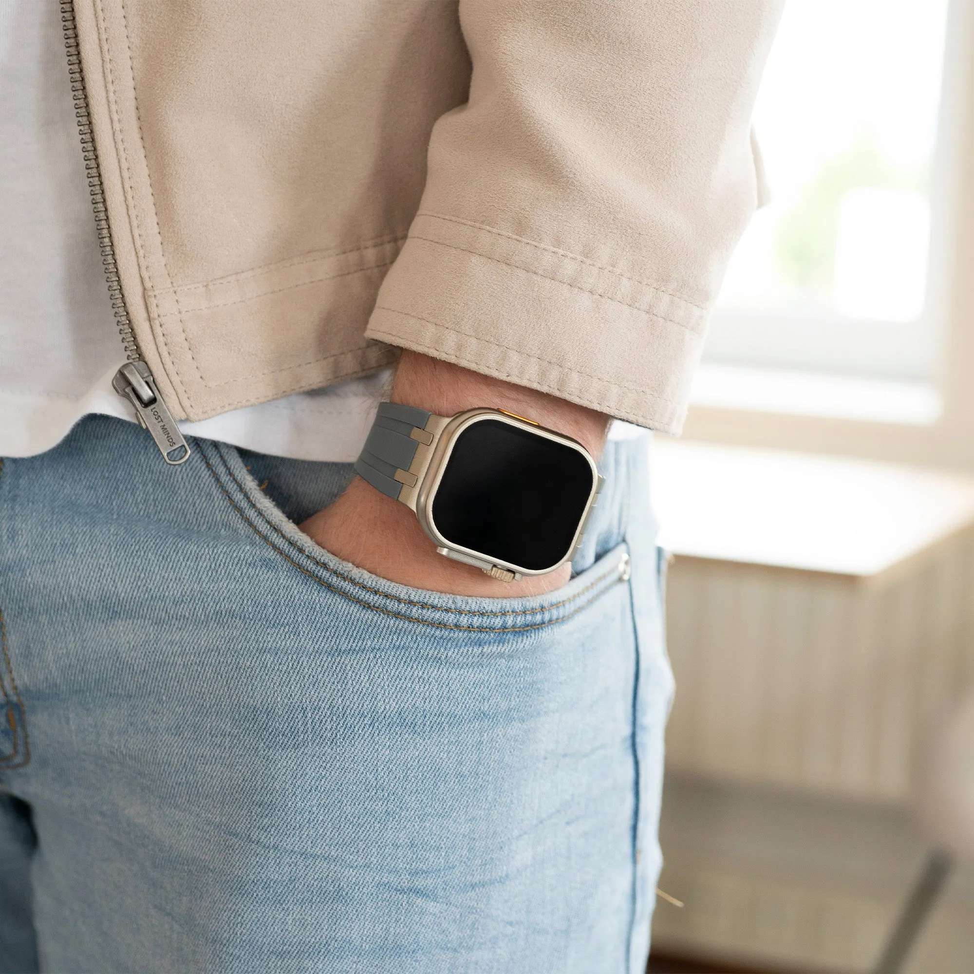 #1 Best Seller: Apple Watch Luxury Liquid Silicone Strap (Dark Grey/Titanium)  Limited Stock!