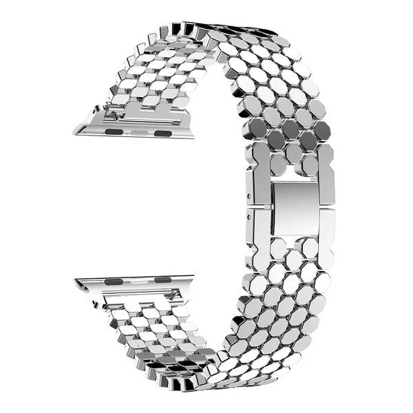 #1 Best Seller: Apple Watch Steel Strap Hexagons (Silver)  Limited Release!