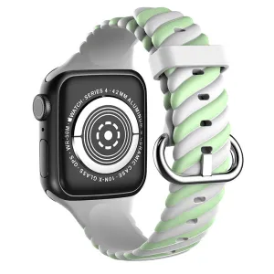 #1 Best Seller: Apple Watch Twisted Silicone Strap (White/Green)  Last Chance!