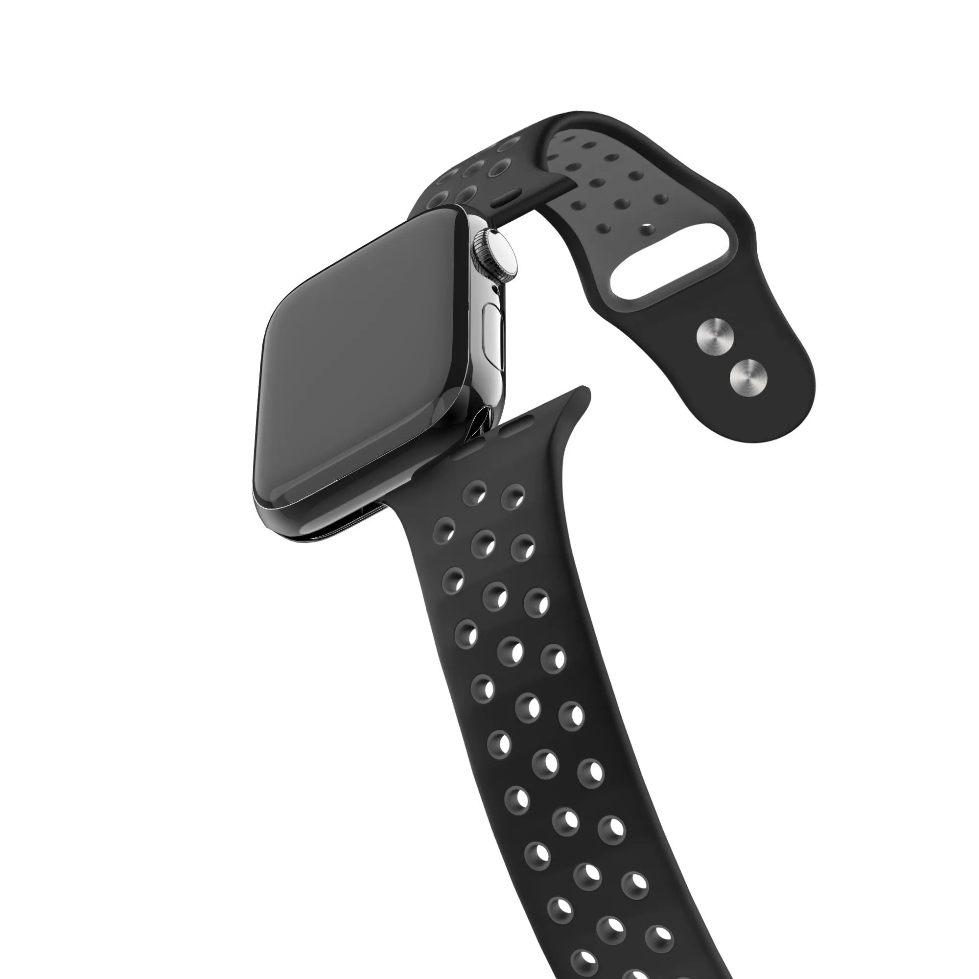 #1 Best Seller: Bandz Apple Watch Dual-Snap Sport Strap (Black/Grey)  Limited Stock!