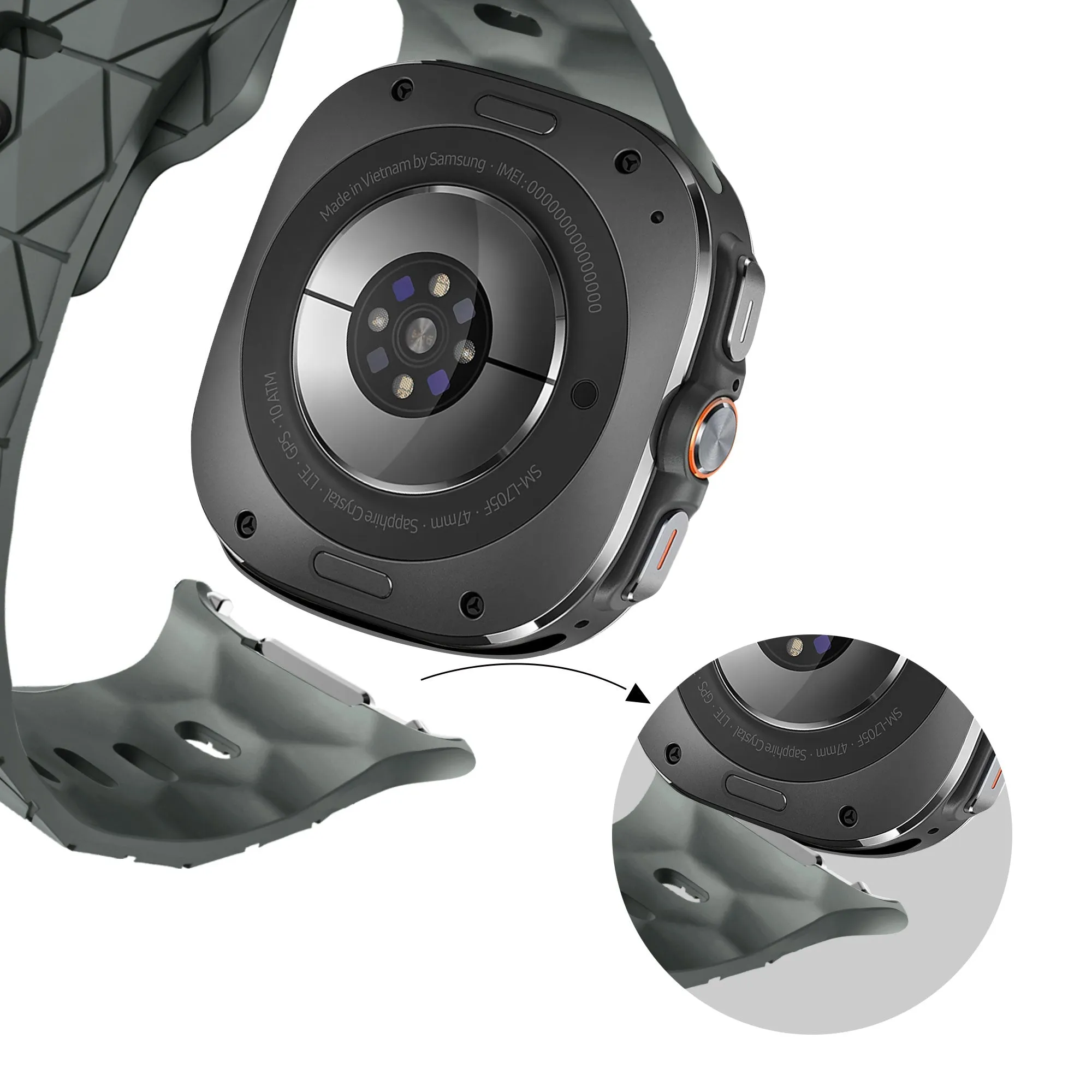 #1 Best Seller: Bandz Samsung Galaxy Watch Ultra Silicone Strap 'Hexagons' (Dark Gray)  Limited Availability!