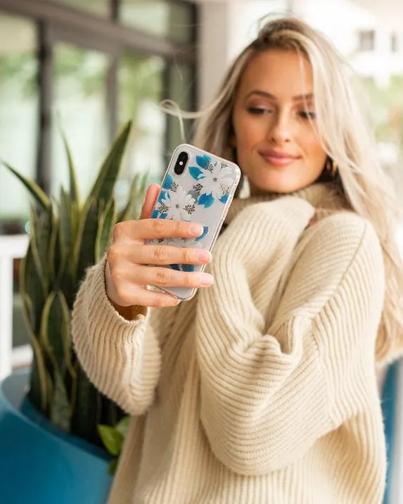 #1 Best Seller: Blue and Gold Clear Floral Samsung Case  Stylish & Comfortable