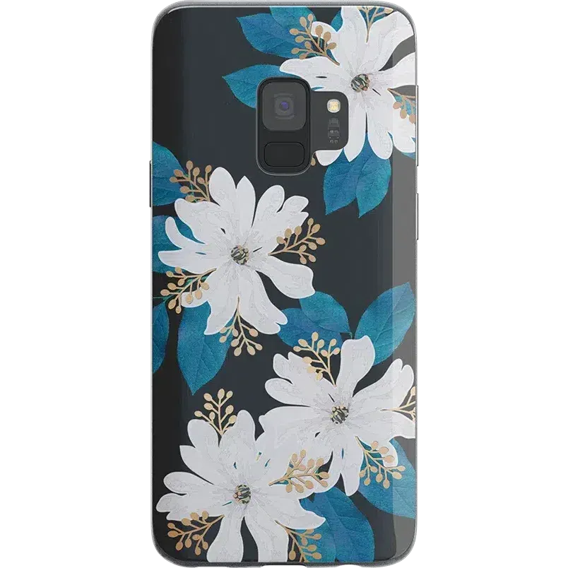 #1 Best Seller: Blue and Gold Clear Floral Samsung Case  Stylish & Comfortable