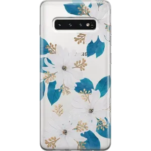 #1 Best Seller: Blue and Gold Clear Floral Samsung Case  Stylish & Comfortable