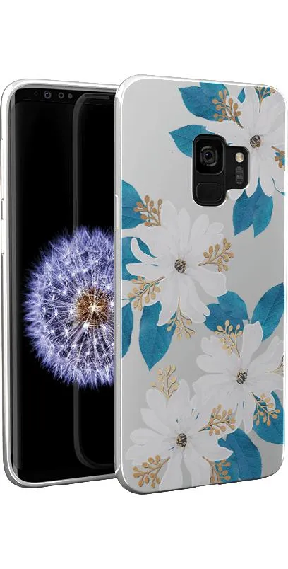 #1 Best Seller: Blue and Gold Clear Floral Samsung Case  Stylish & Comfortable