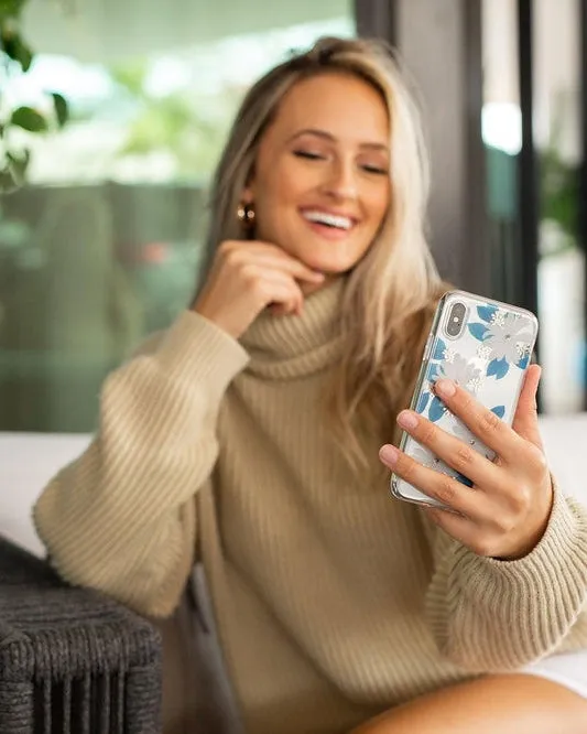 #1 Best Seller: Blue and Gold Clear Floral Samsung Case  Stylish & Comfortable