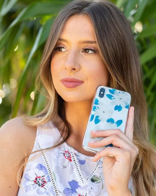 #1 Best Seller: Blue and Gold Clear Floral Samsung Case  Stylish & Comfortable