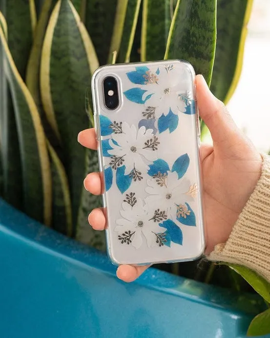 #1 Best Seller: Blue and Gold Clear Floral Samsung Case  Stylish & Comfortable