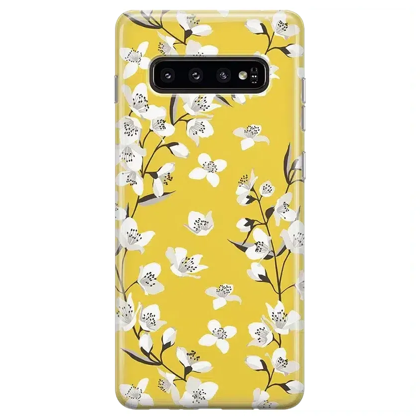 #1 Best Seller: Floral Forest | Yellow Cherry Blossom Floral Samsung Case  Stylish & Comfortable