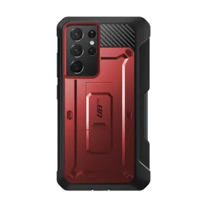 #1 Best Seller: Galaxy S21 Ultra Unicorn Beetle Pro Rugged Case with S-Pen Holder - Metallic Red  Almost Sold Out!