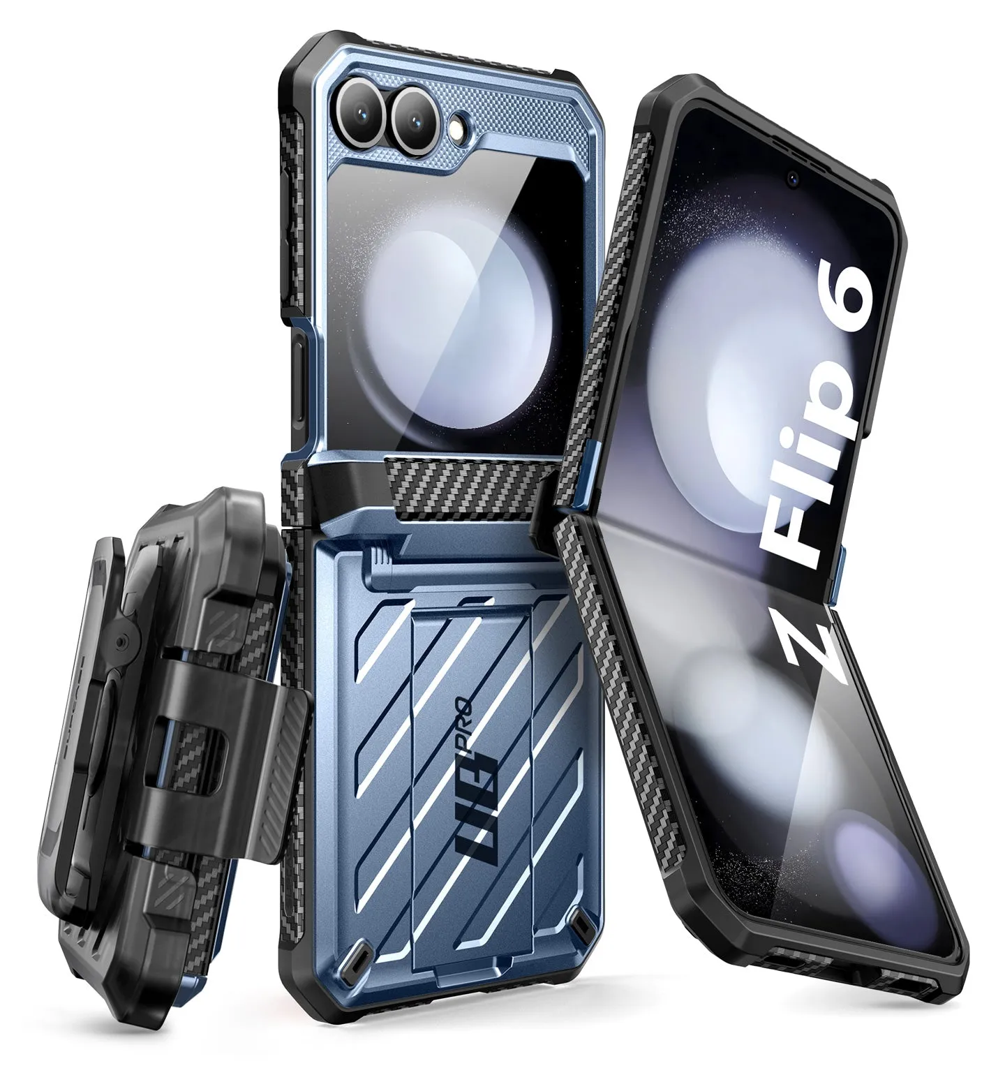 #1 Best Seller: Galaxy Z Flip6 Unicorn Beetle PRO Rugged Case with Belt Clip-Metallic Blue  Limited Stock!