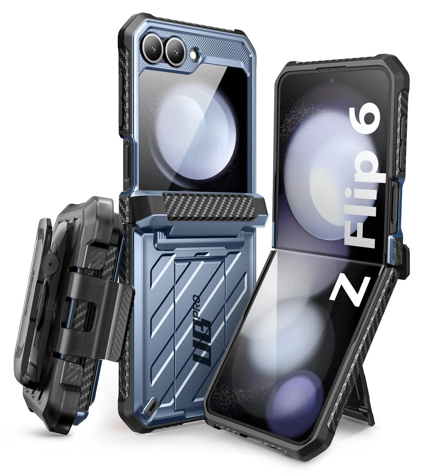 #1 Best Seller: Galaxy Z Flip6 Unicorn Beetle PRO Rugged Case with Belt Clip-Metallic Blue  Limited Stock!