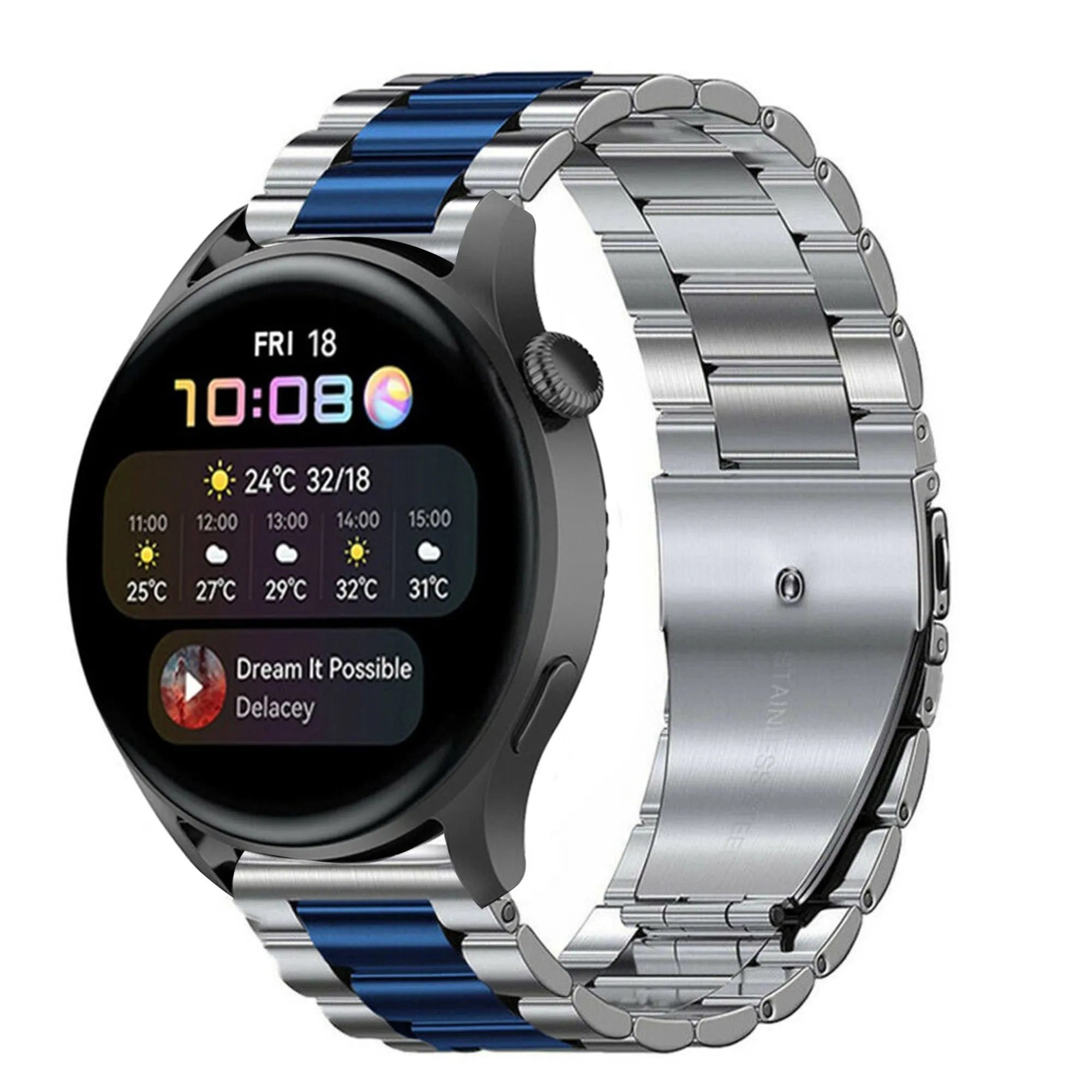 #1 Best Seller: Huawei Watch 3 (Pro) Steel Strap (Silver/Blue)  Last Chance!