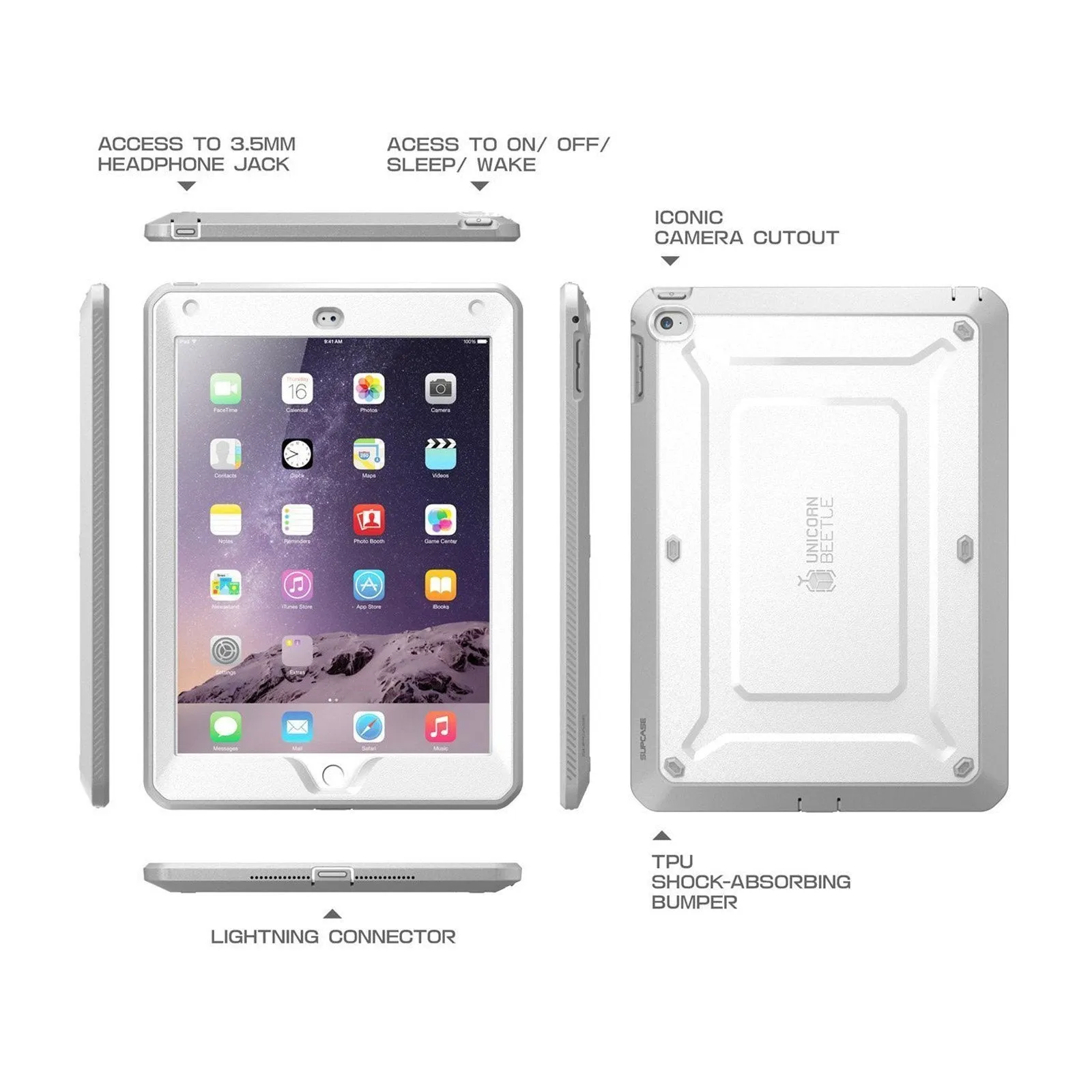 #1 Best Seller: iPad Air 2 Unicorn Beetle Pro Full-Body Protective Case-White  Limited Availability!