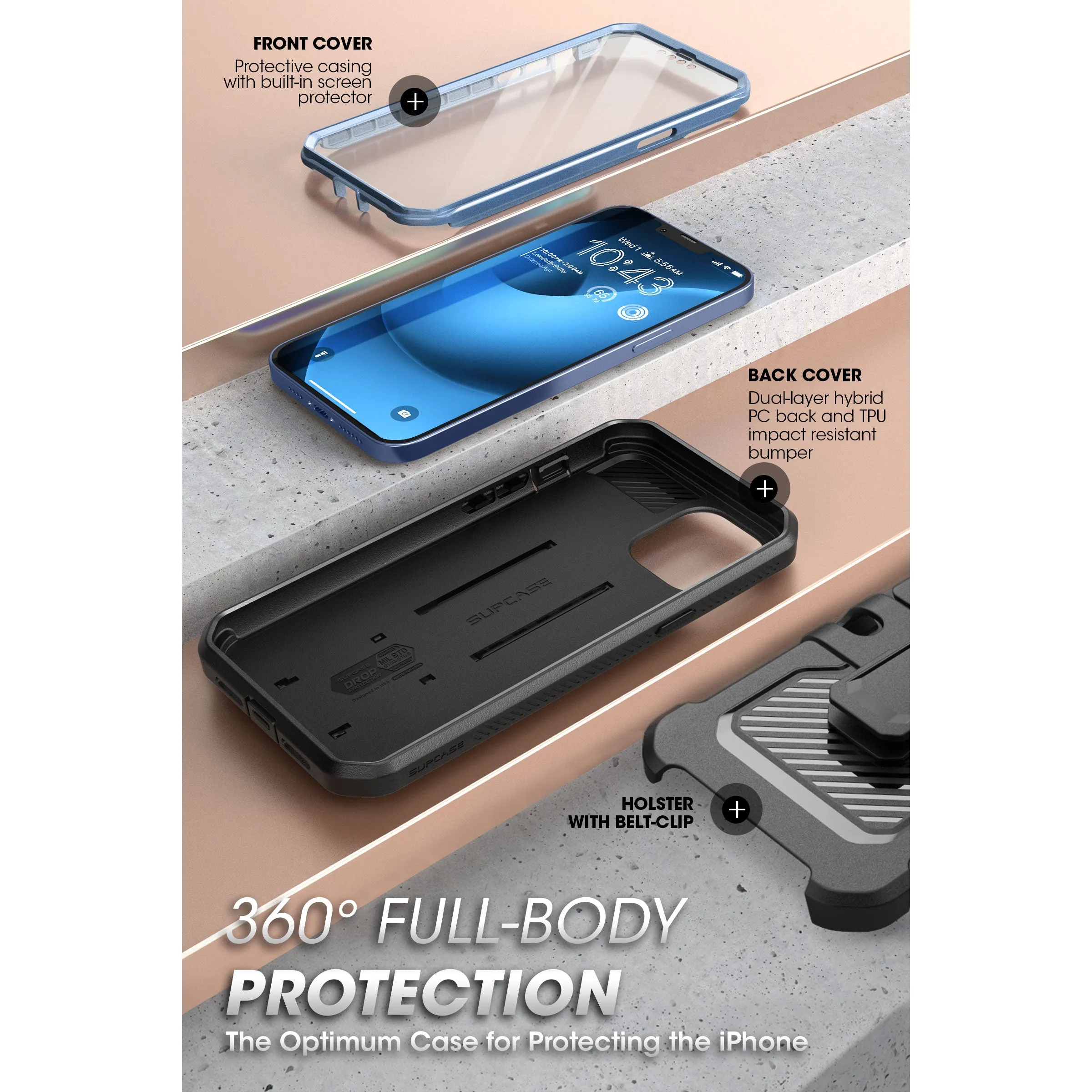 #1 Best Seller: iPhone 14 6.1 inch Unicorn Beetle PRO Rugged Case-Metallic Blue  Stylish & Comfortable