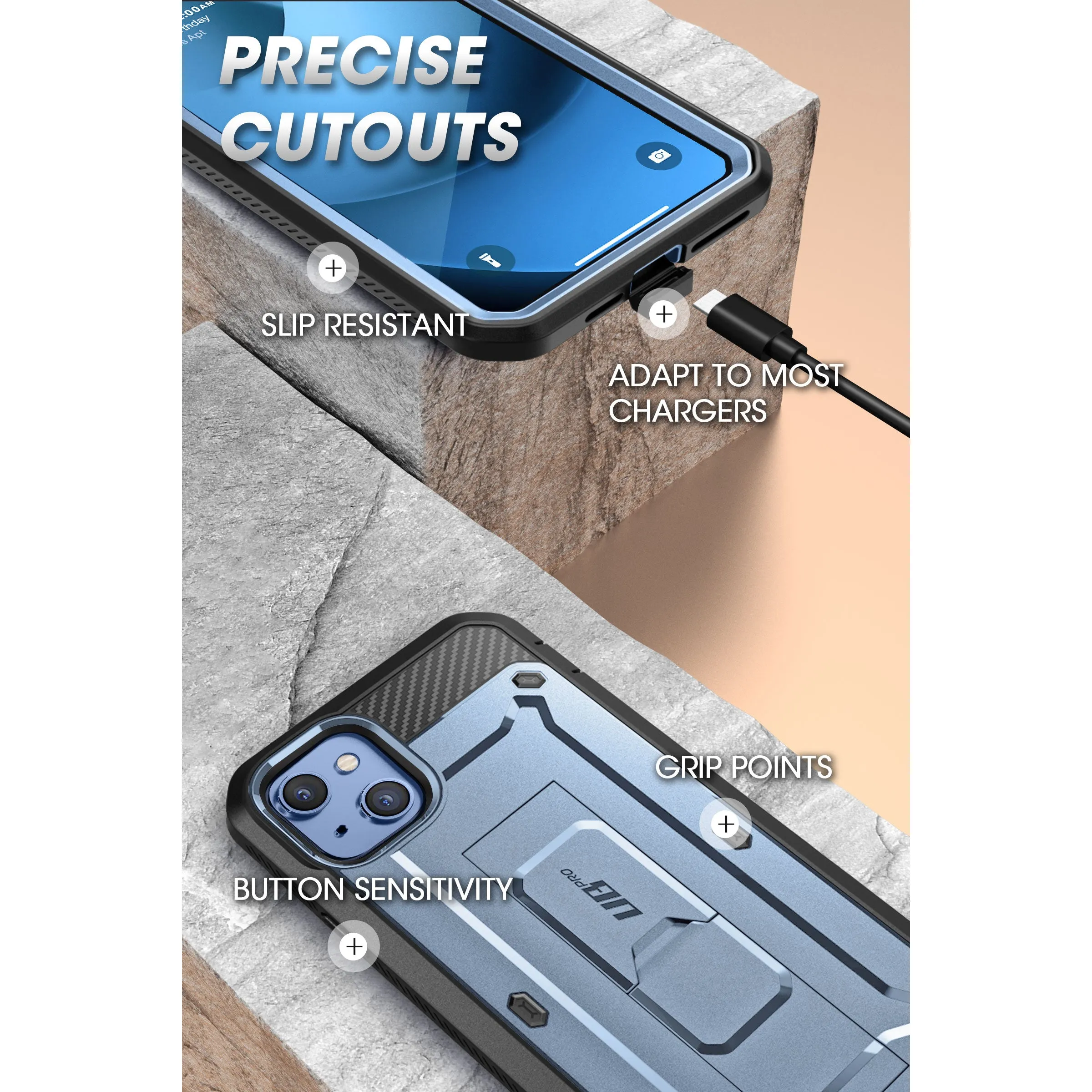 #1 Best Seller: iPhone 14 6.1 inch Unicorn Beetle PRO Rugged Case-Metallic Blue  Stylish & Comfortable