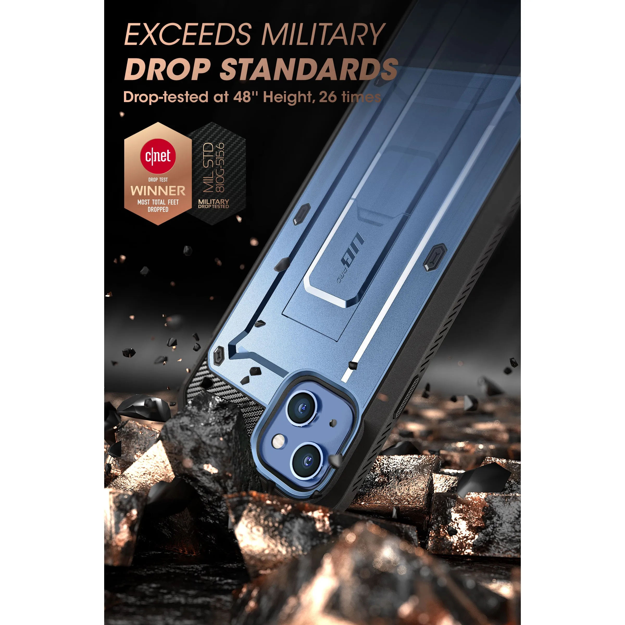 #1 Best Seller: iPhone 14 6.1 inch Unicorn Beetle PRO Rugged Case-Metallic Blue  Stylish & Comfortable