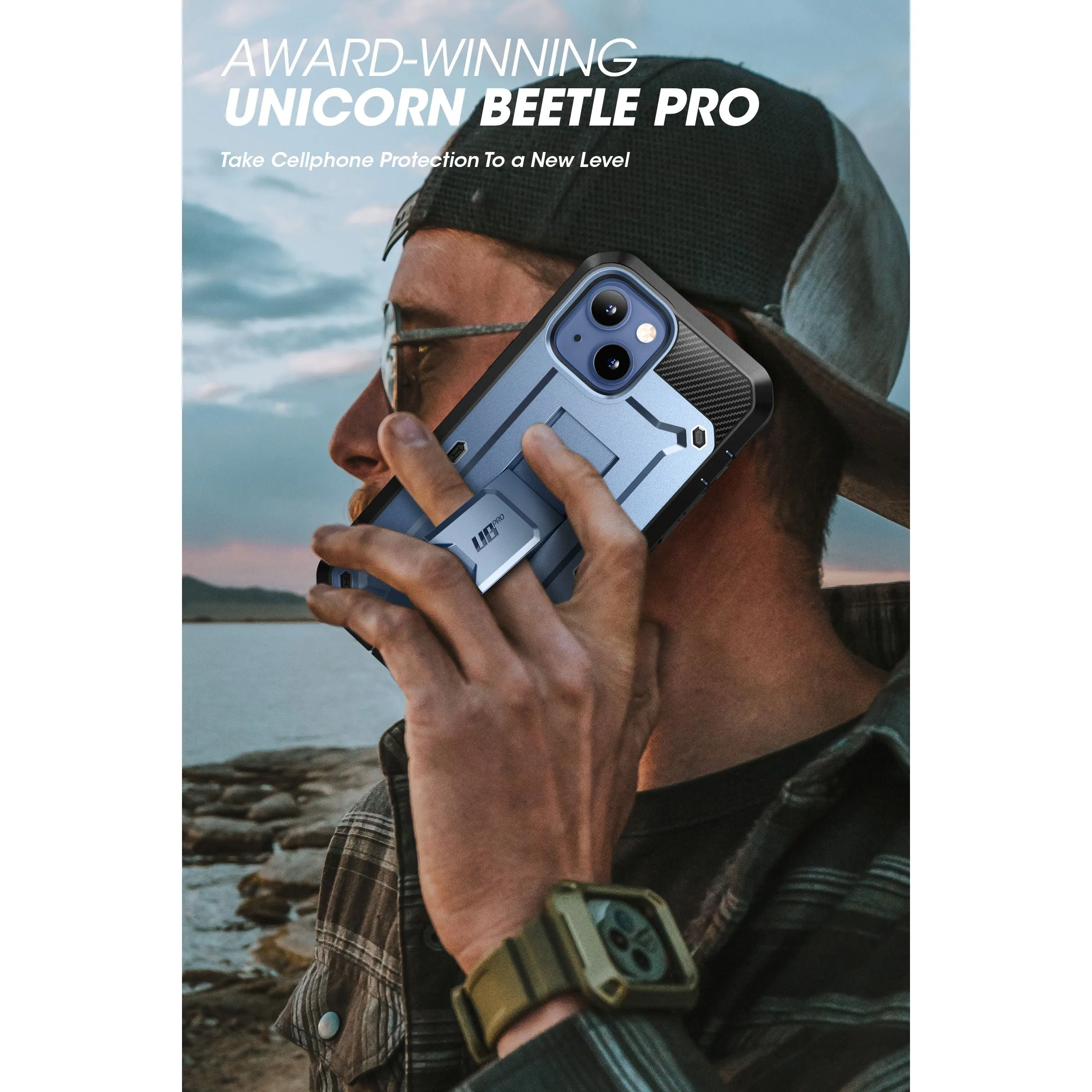 #1 Best Seller: iPhone 14 6.1 inch Unicorn Beetle PRO Rugged Case-Metallic Blue  Stylish & Comfortable