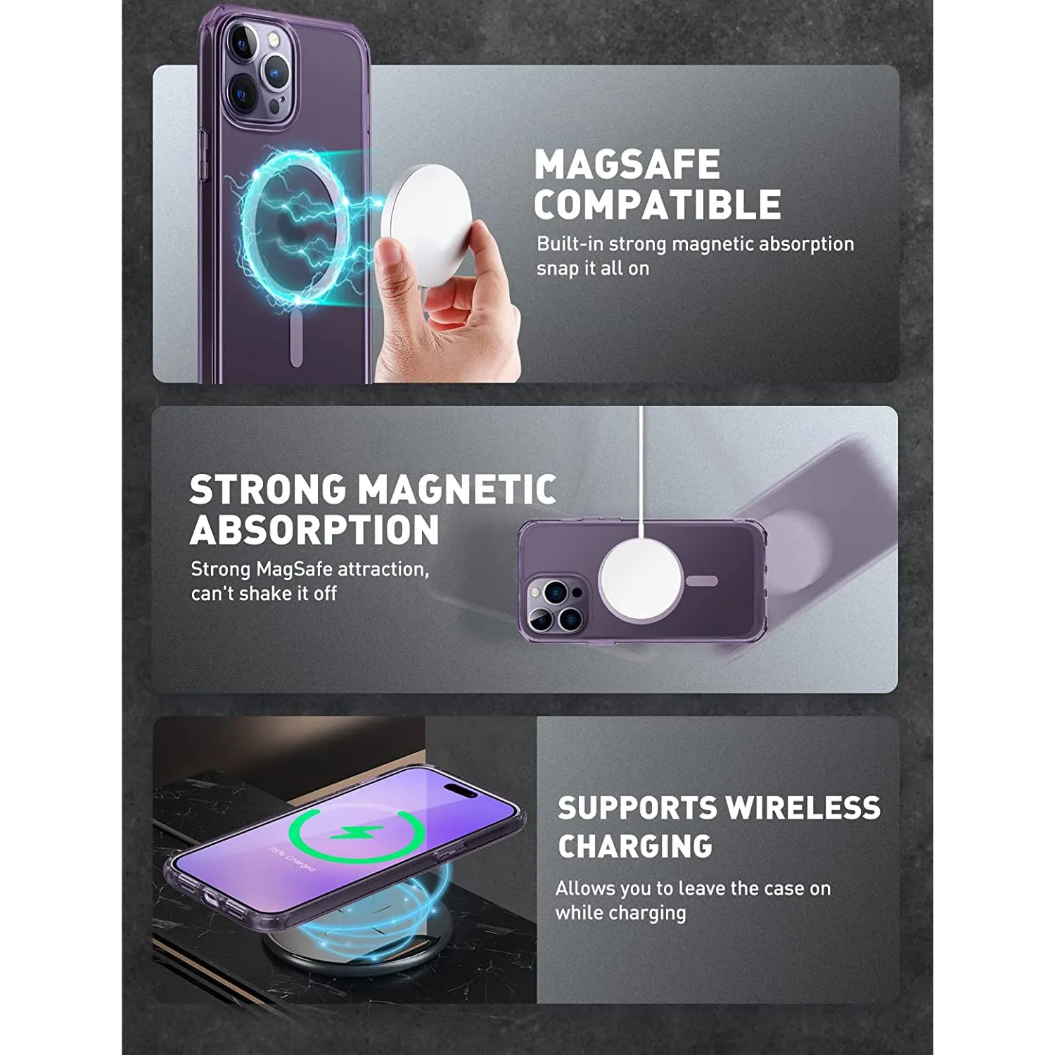 #1 Best Seller: iPhone 14 Pro Max 6.7 inch Unicorn Beetle MAG Slim Clear MagSafe Case-Purple Fog  Ends Soon!