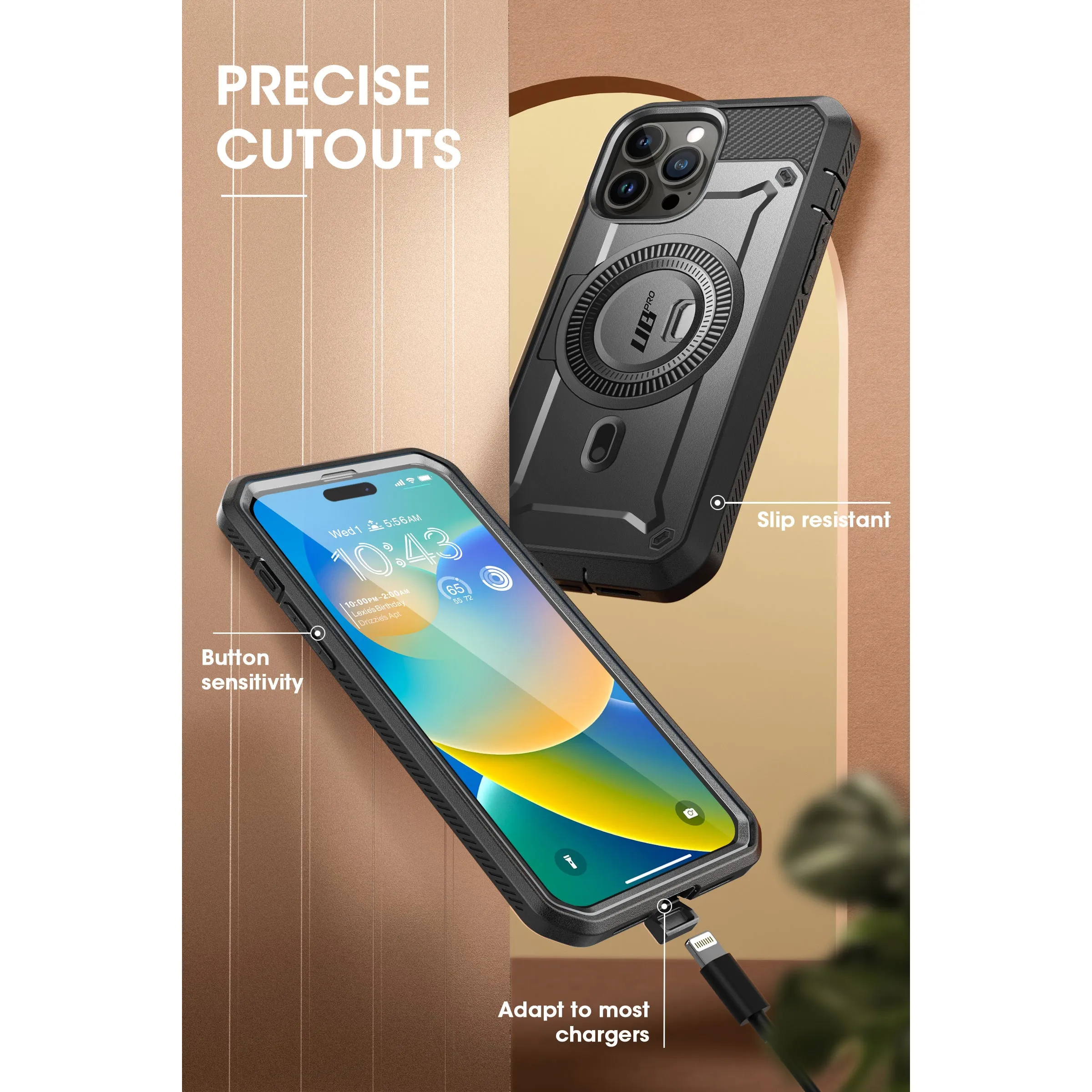 #1 Best Seller: iPhone 14 Pro Max 6.7 inch Unicorn Beetle PRO MAG Rugged Case with Tempered Glass-Black  Limited Stock!