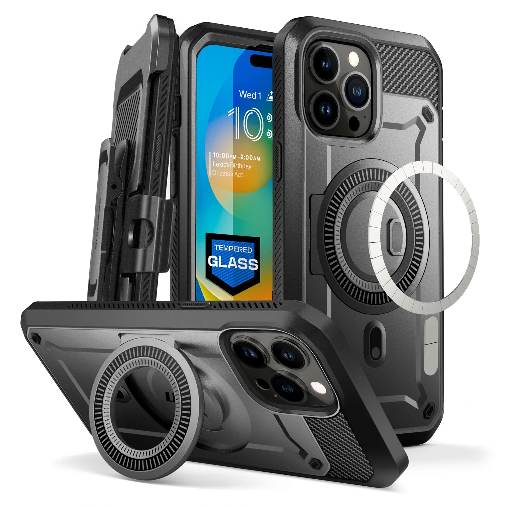 #1 Best Seller: iPhone 14 Pro Max 6.7 inch Unicorn Beetle PRO MAG Rugged Case with Tempered Glass-Black  Limited Stock!
