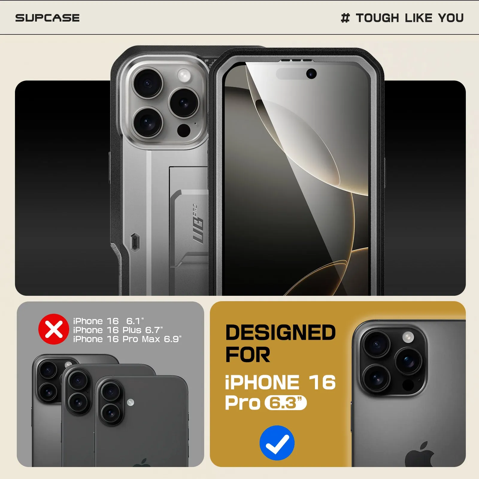 #1 Best Seller: iPhone 16 Pro 6.3 inch Unicorn Beetle Pro Rugged Case-Titan Gray  Limited Release!