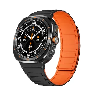 #1 Best Seller: Samsung Galaxy Watch Ultra Magnetic Silicone Strap (Black/Orange)  Today Only!