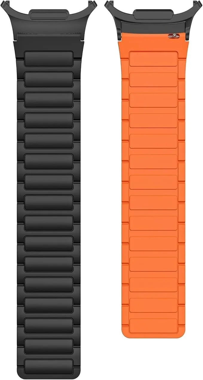 #1 Best Seller: Samsung Galaxy Watch Ultra Magnetic Silicone Strap (Black/Orange)  Today Only!