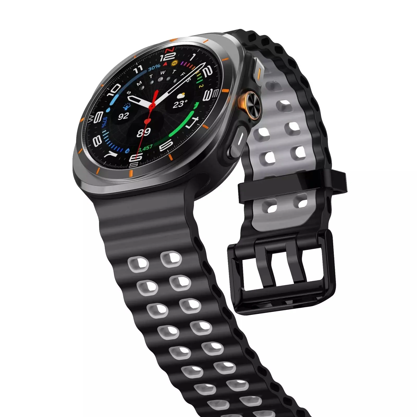 #1 Best Seller: Samsung Galaxy Watch Ultra Wave Silicone Strap (Black/Grey)  Last Few Pieces!
