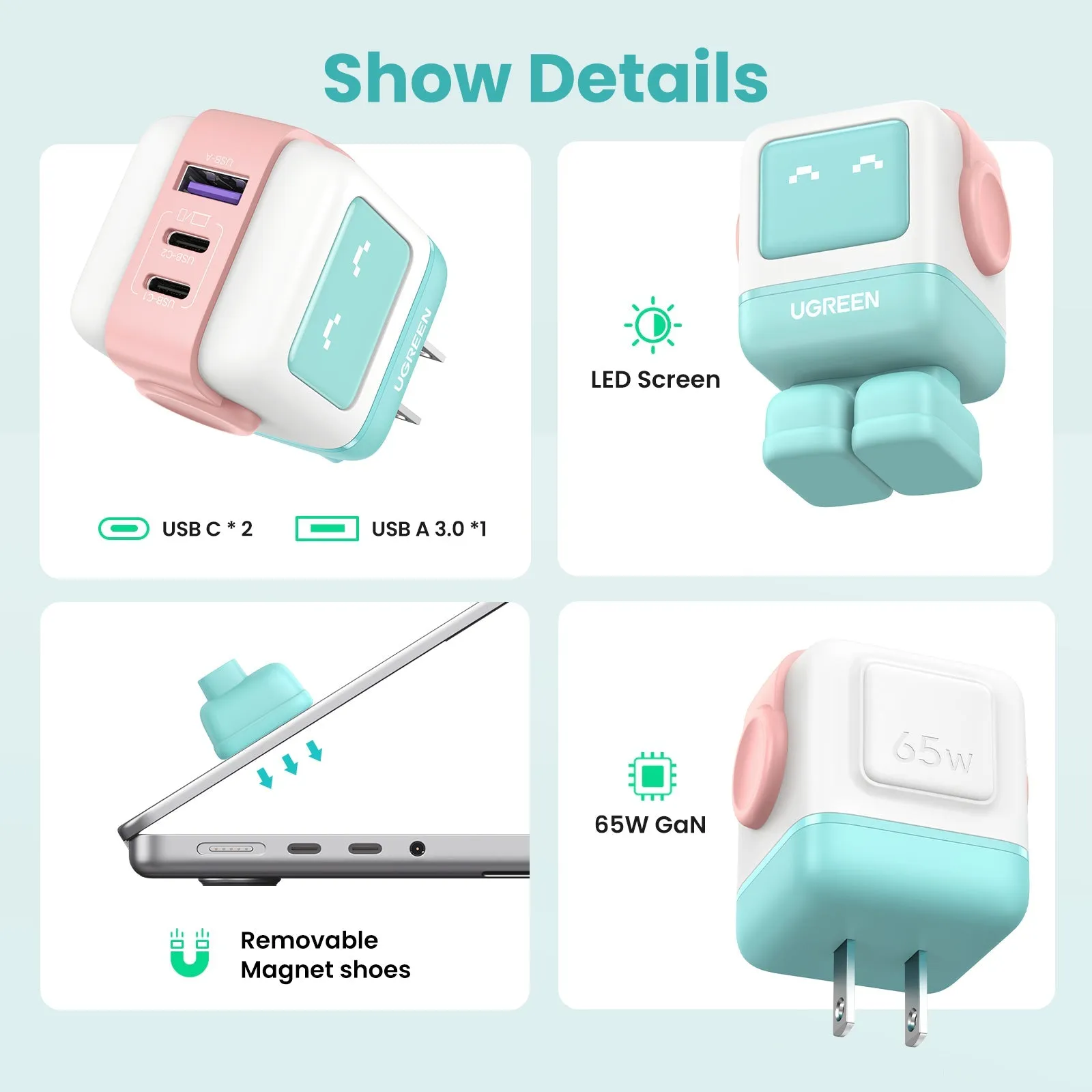 #1 Best Seller: UGREEN Uno Charger 65W  (Cyan)  Limited Availability!