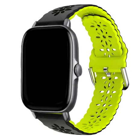 Affordable Luxury Amazfit GTS 2 Silicone Strap Patterned (Black/Green)  Almost Gone!