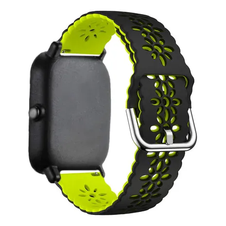 Affordable Luxury Amazfit GTS 2 Silicone Strap Patterned (Black/Green)  Almost Gone!