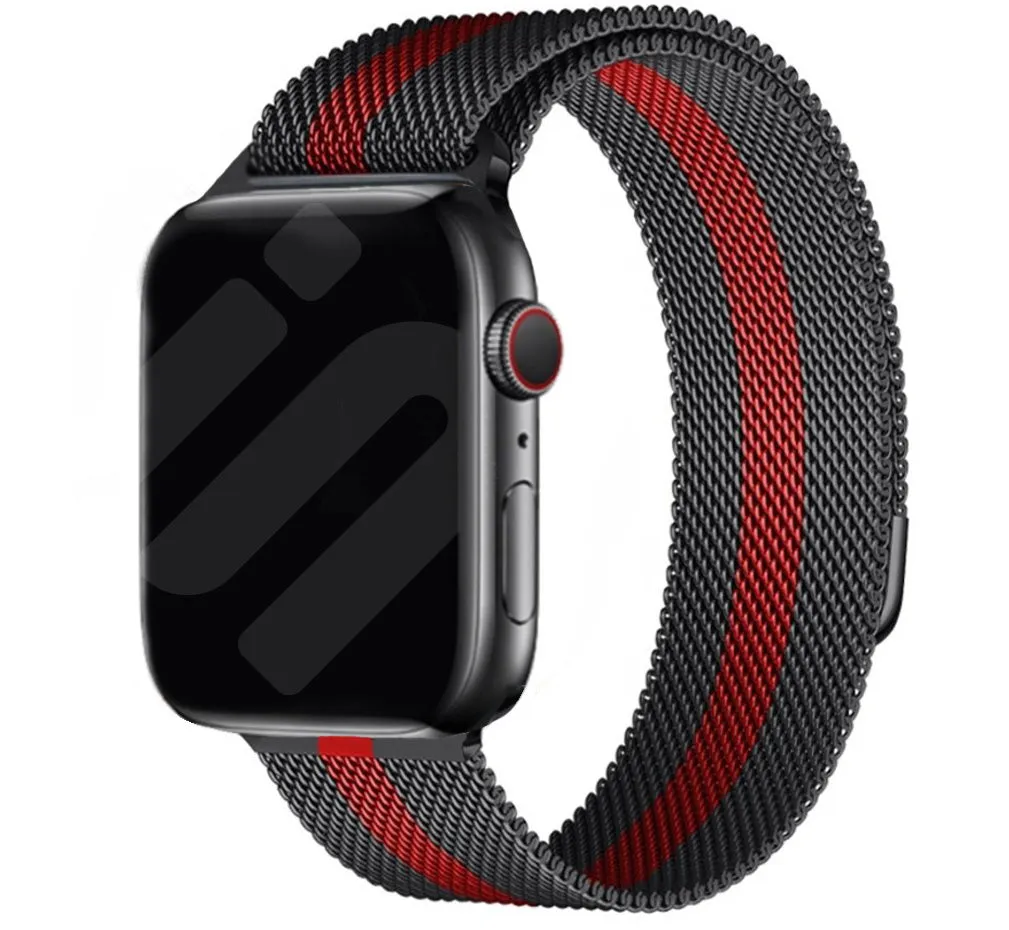 Affordable Luxury Apple Watch Milanese Strap (Black/Red)  Today Only!