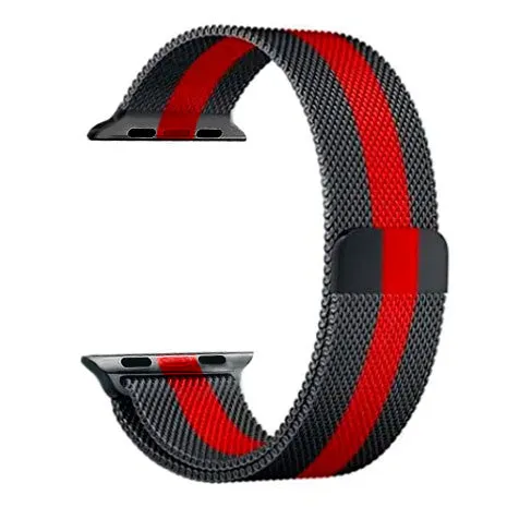 Affordable Luxury Apple Watch Milanese Strap (Black/Red)  Today Only!