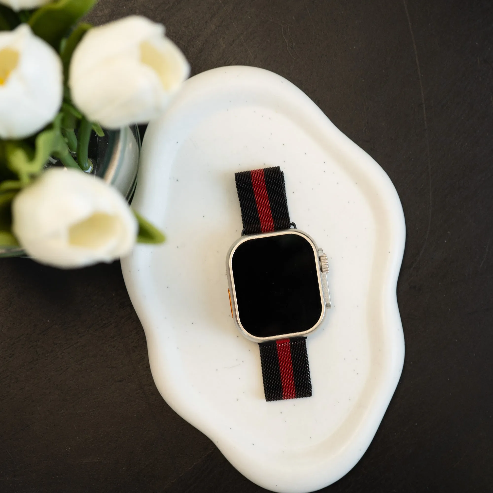 Affordable Luxury Apple Watch Milanese Strap (Black/Red)  Today Only!