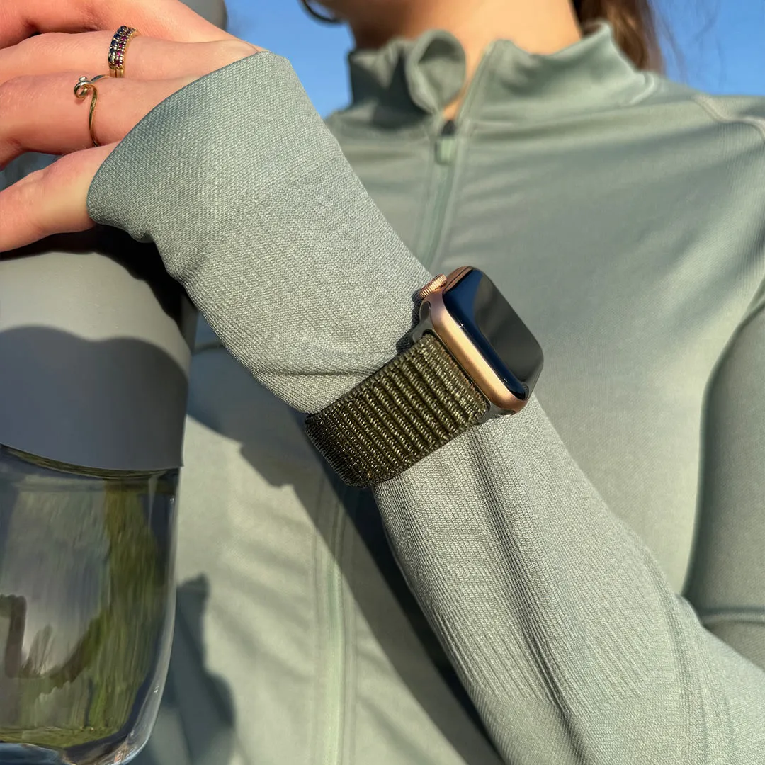 Affordable Luxury Apple Watch Nylon Loop Strap (Army Green)  Going Fast!