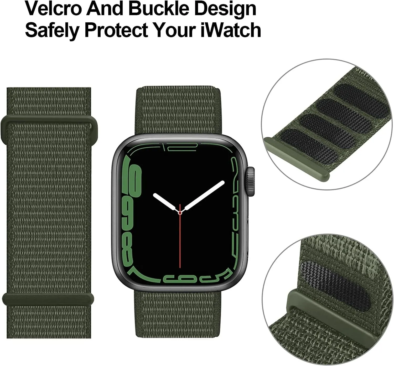 Affordable Luxury Apple Watch Nylon Loop Strap (Army Green)  Going Fast!