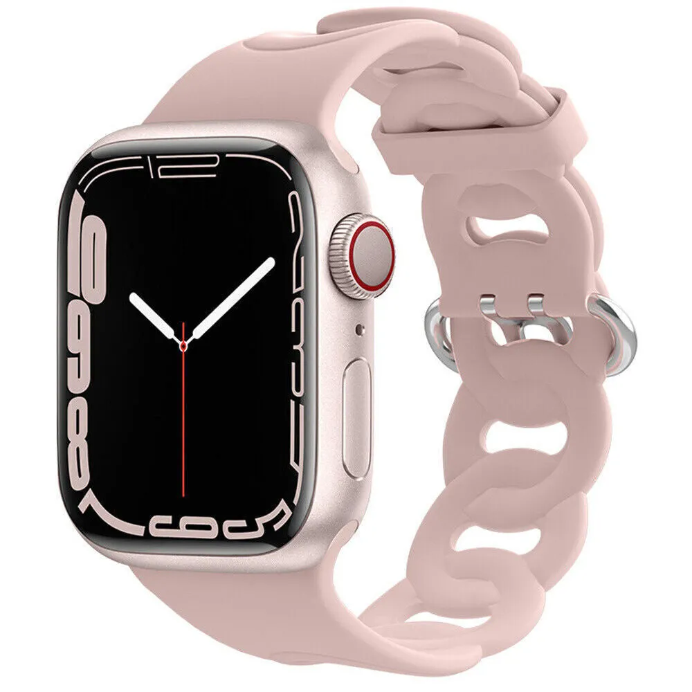 Affordable Luxury Apple Watch Silicone Chain Strap (Pink)  Almost Sold Out!