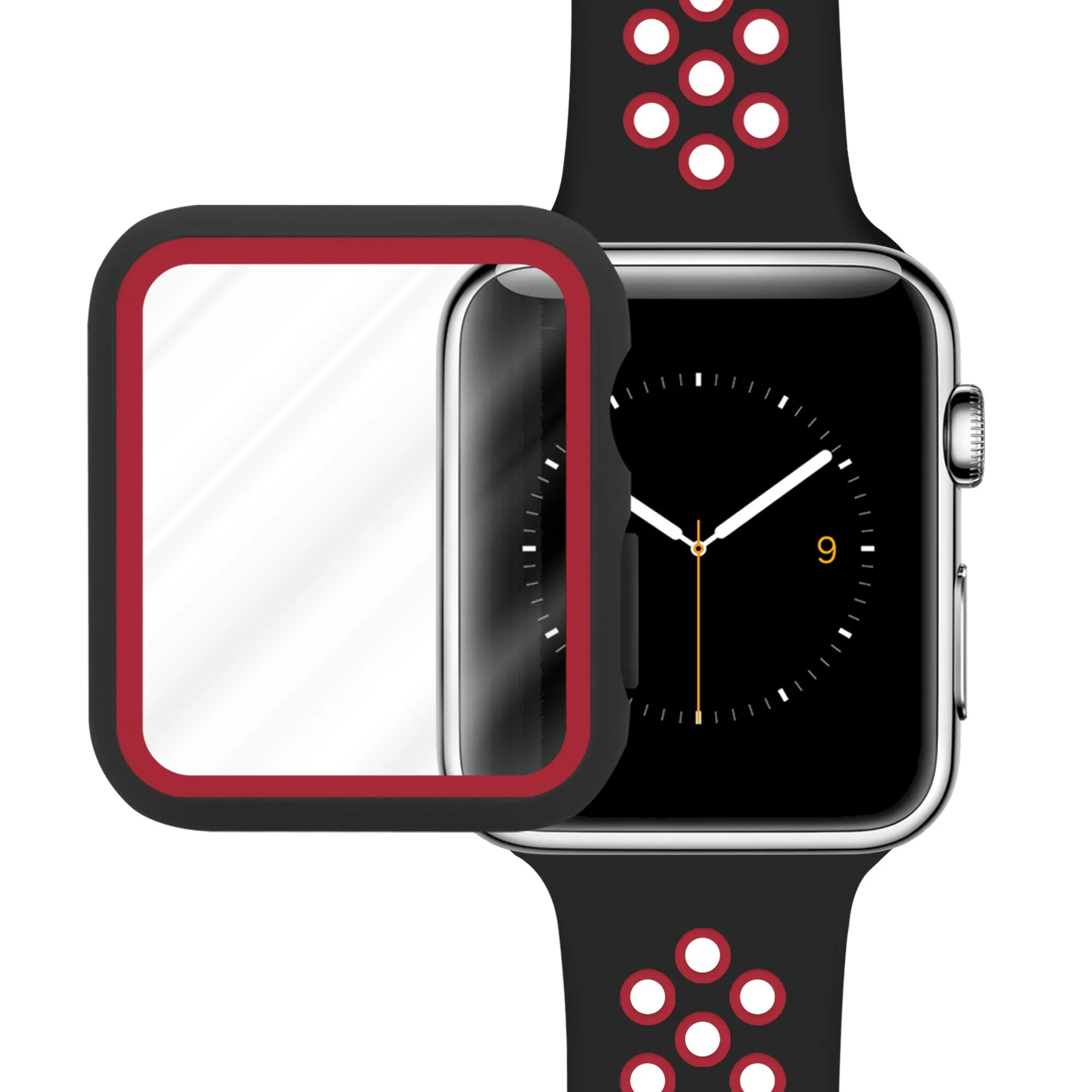 Affordable Luxury Apple Watch Sport Strap   TPU Case (Black/Red)  Dont Miss Out!