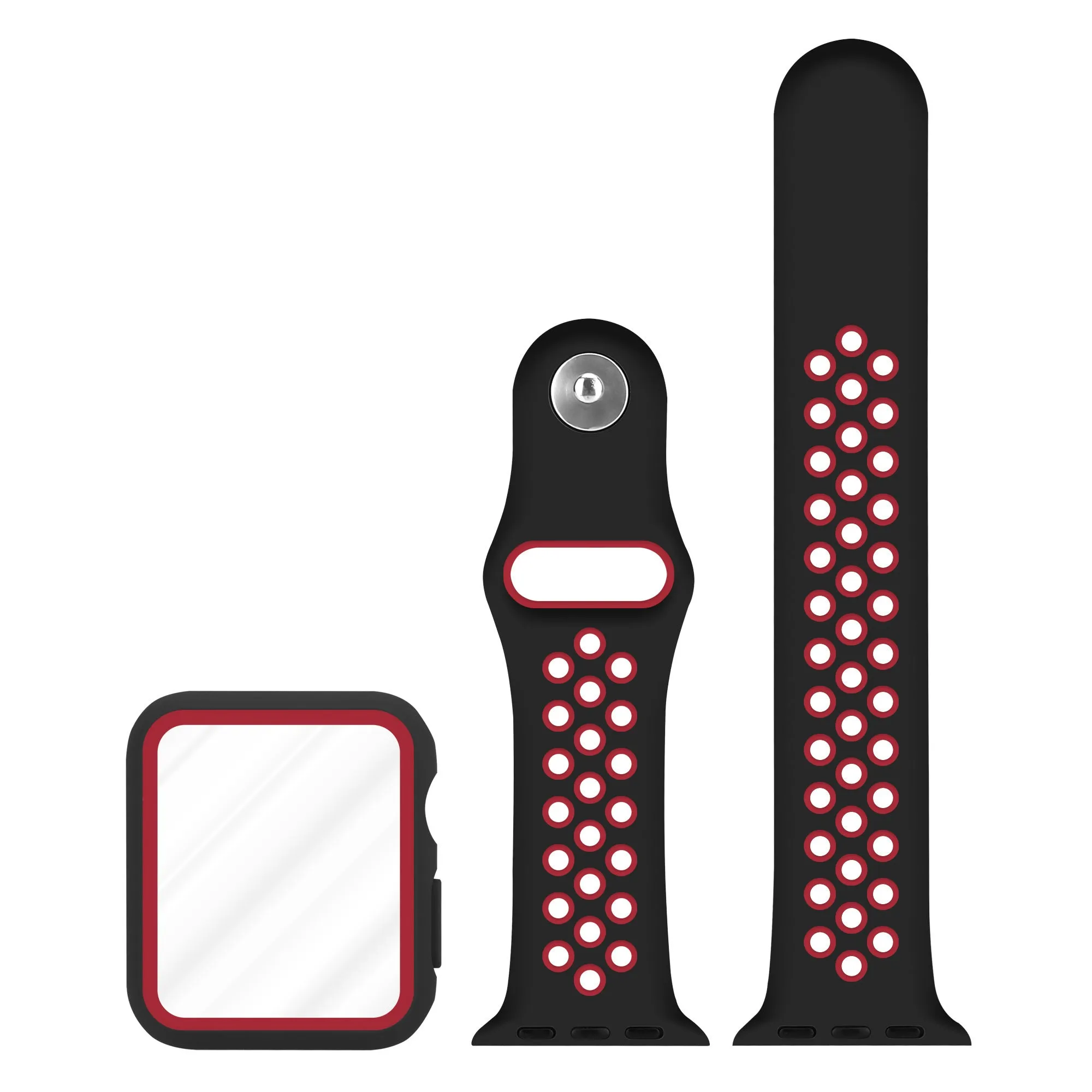 Affordable Luxury Apple Watch Sport Strap   TPU Case (Black/Red)  Dont Miss Out!