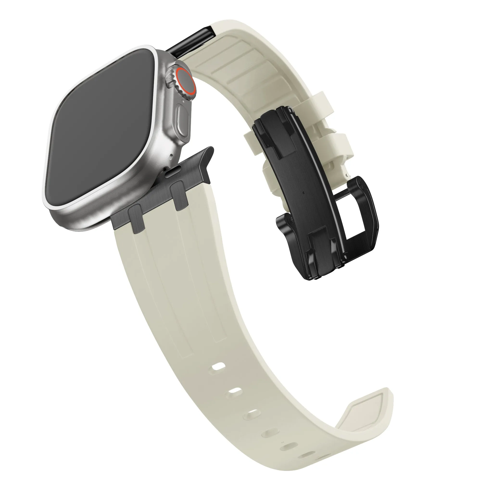 Affordable Luxury Bandz Apple Watch Silicone Strap 'Luxe Liquid' (Beige With Black)  Almost Sold Out!